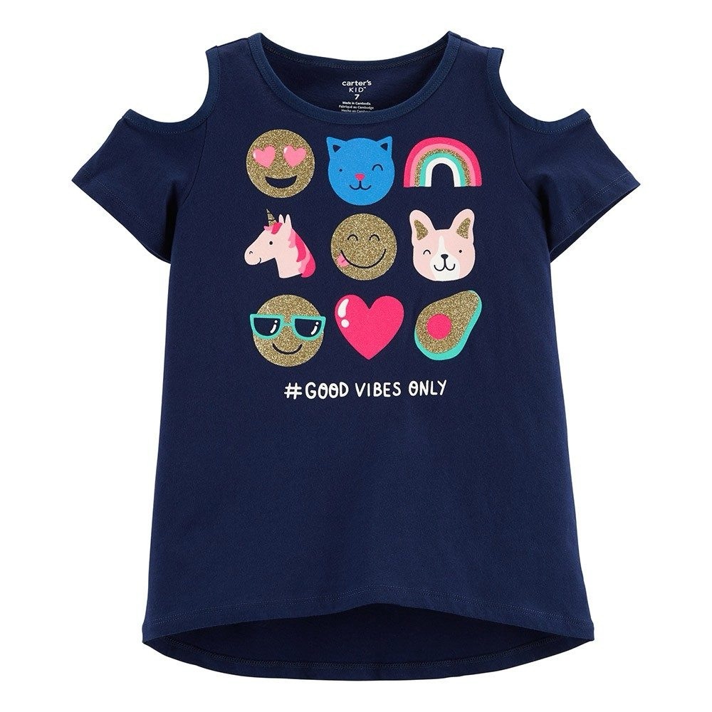 Carter’s Good Vibes Cold Shoulder Tee - Girl Size 6/6X
